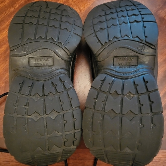 Texas Steer Black Leather Steel Toe Work Shoe - Picture 6 of 10